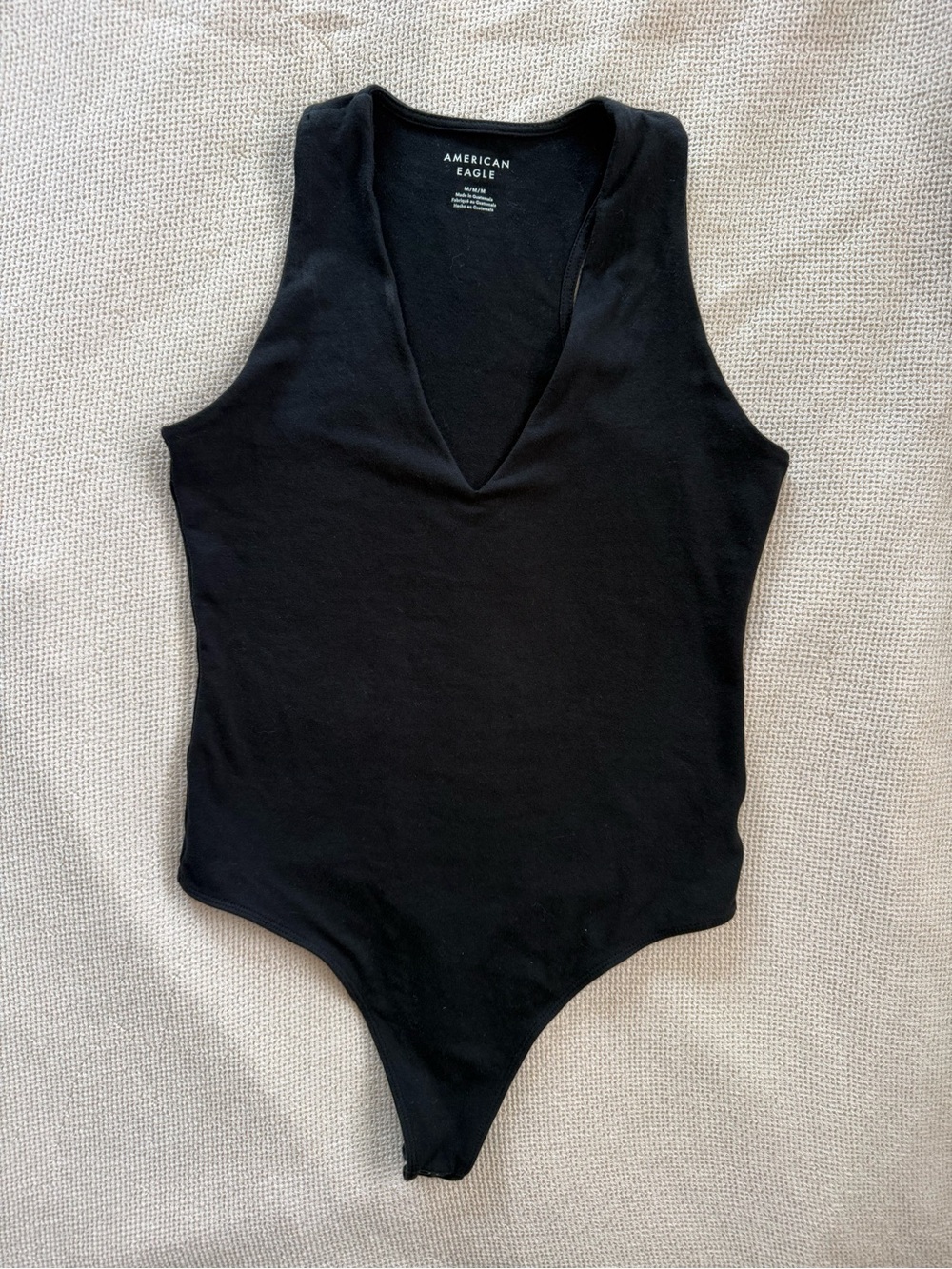 American Eagle black V-neck racerback bodysuit, size M